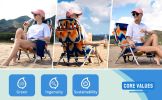 Reclining Beach Chair Outdoor Folding Lounge Chairs for Adults 5 Position Adjustable with Cooler Bag and Cushioned Neck Rest Backpack(2 pack)