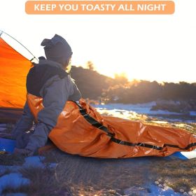 Portable Lightweight Emergency Sleeping Bag, Blanket, Tent - Thermal Bivy Sack For Camping, Hiking, And Outdoor Activities - Windproof And Waterproof (Color: Orange, type: Blanket)