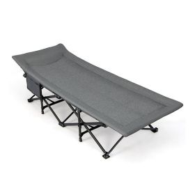 Outdoor Car Traveling Folding Camping Cot for Adults (Color: Gray, type: Camping Cot)